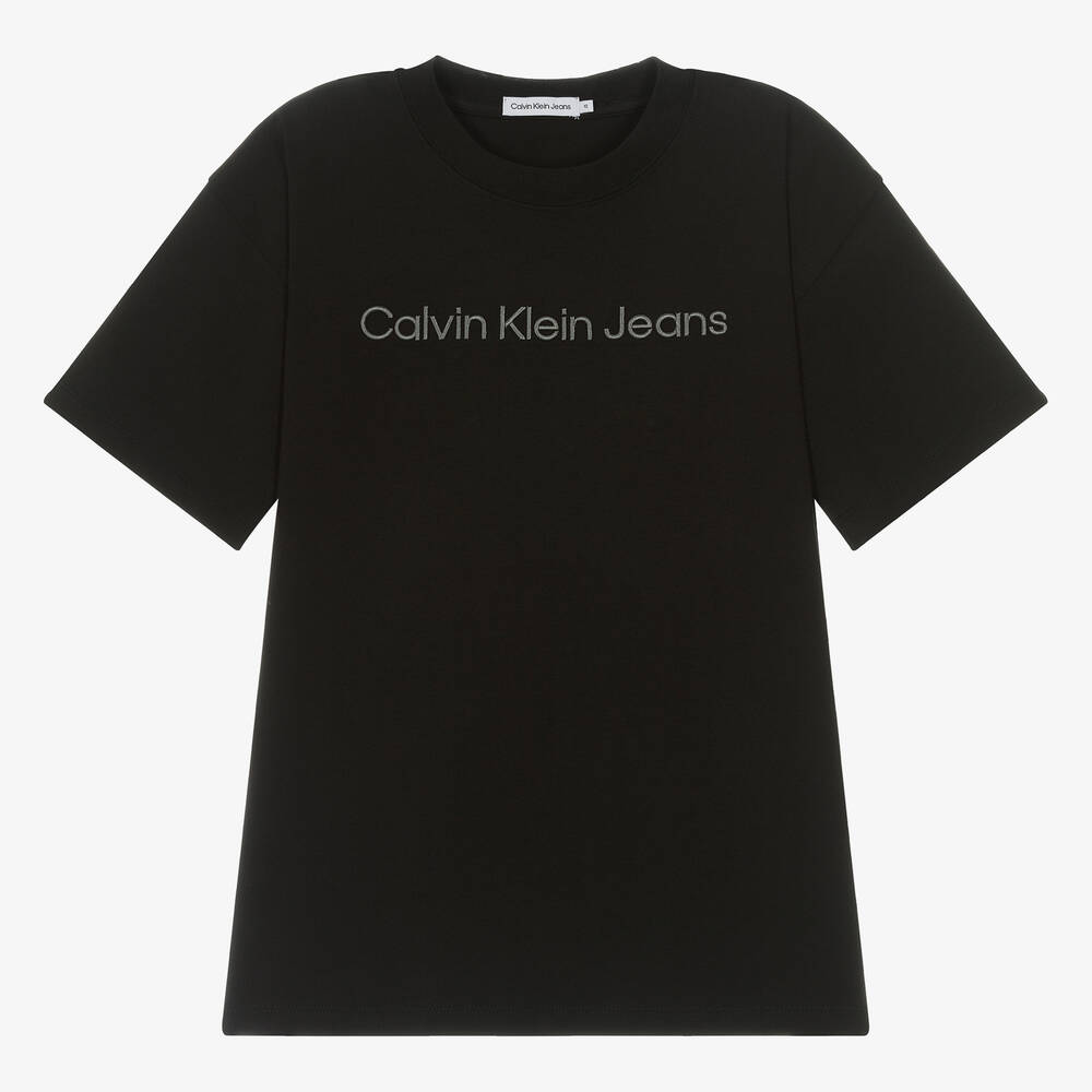 Calvin Klein - Teen Boys Black Cotton T-Shirt | Childrensalon