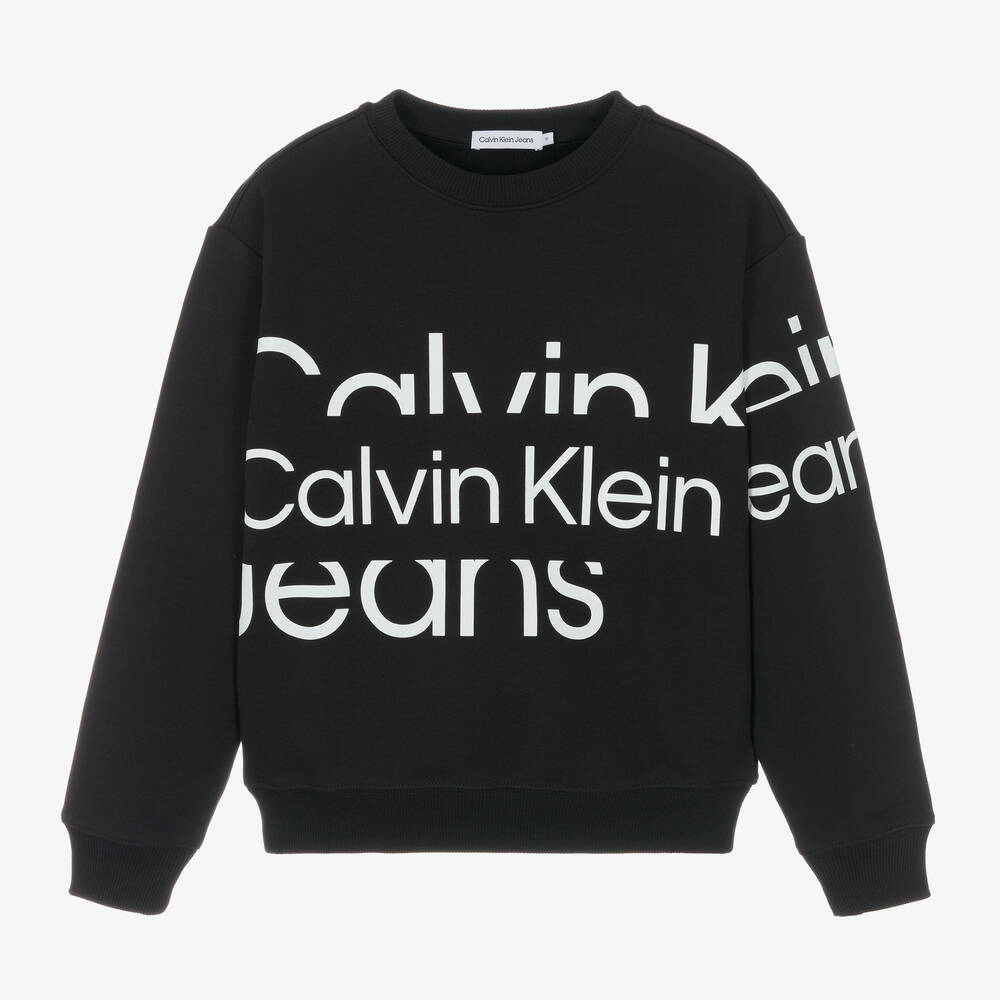 Calvin Klein Jeans - Teen Boys Black Logo Sweatshirt | Childrensalon