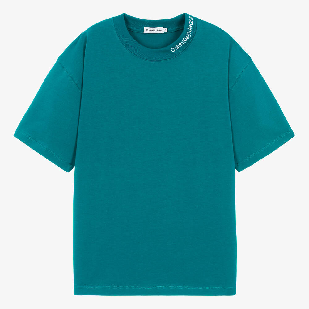 Calvin Klein - Teen Boys Blue Cotton Relaxed Fit T-Shirt | Childrensalon