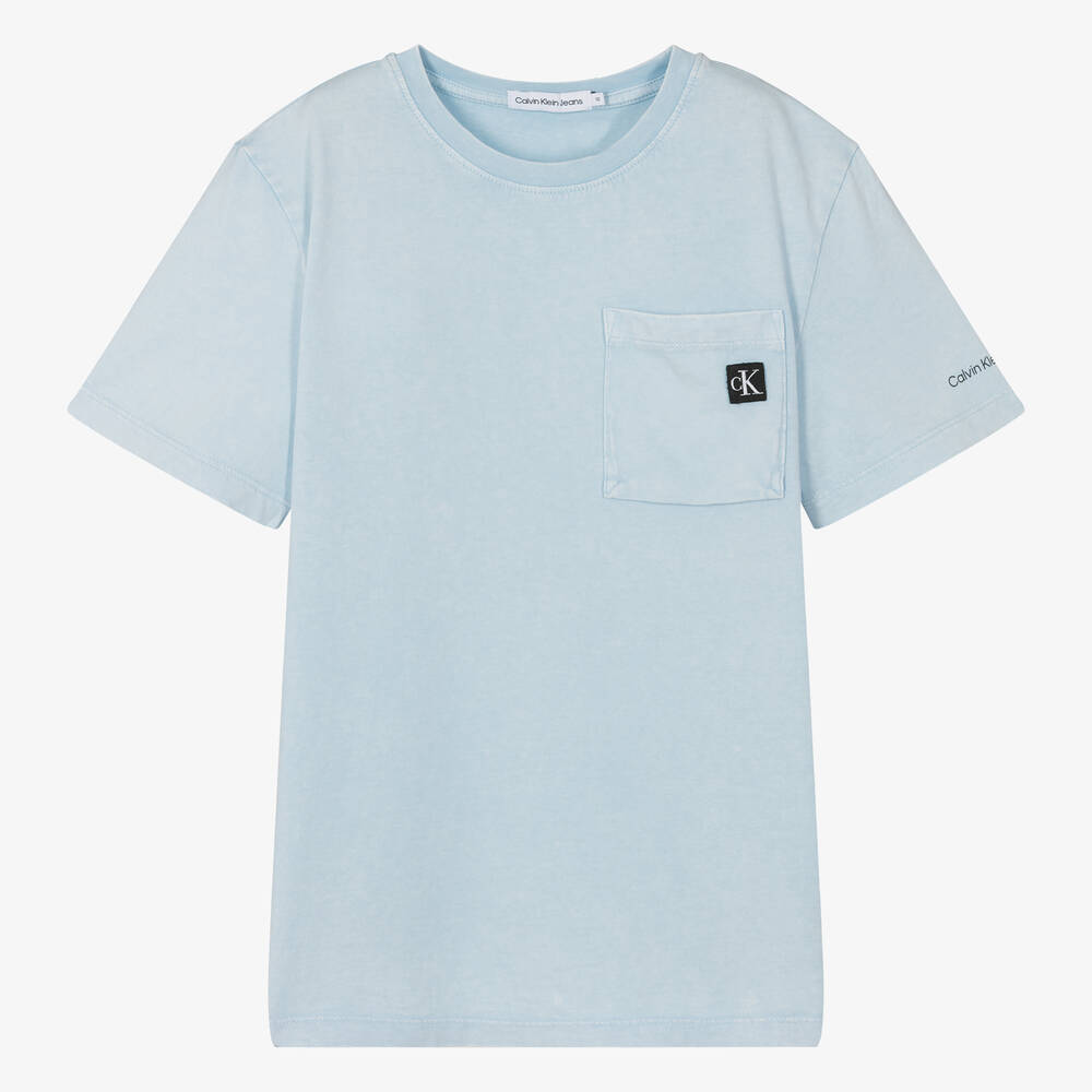 Calvin Klein - T-shirt bleu en coton ado garçon | Childrensalon
