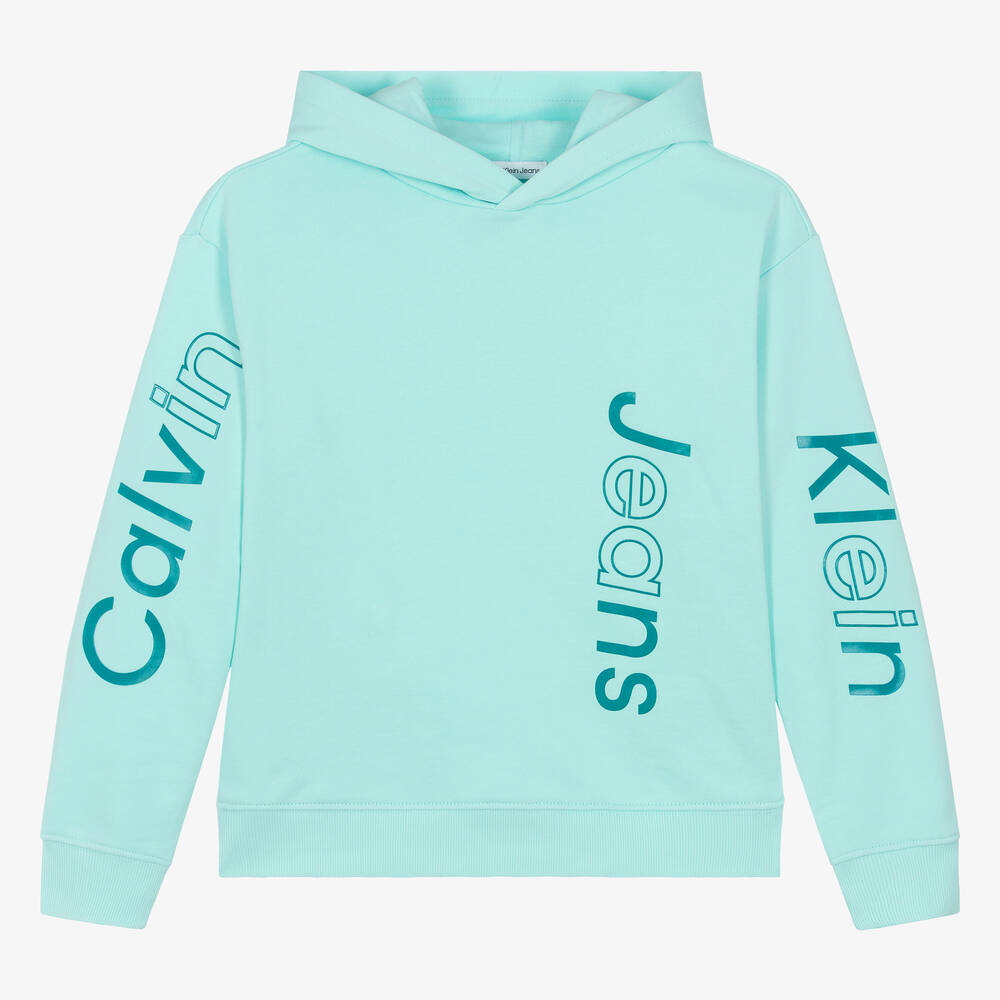 Calvin Klein - Teen Boys Blue Logo Hoodie | Childrensalon