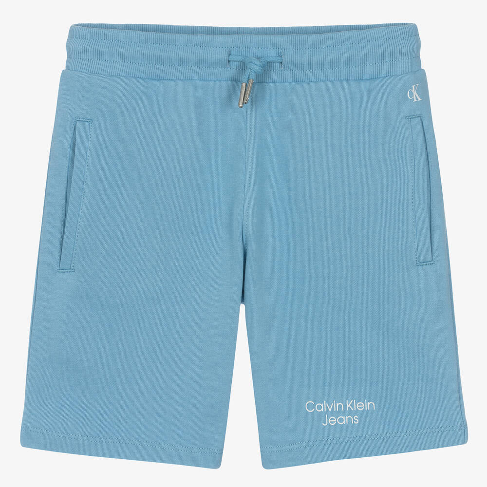 Calvin Klein - Teen Boys Dusky Blue Cotton Shorts | Childrensalon