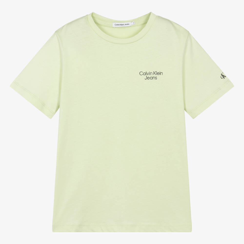 Calvin Klein - Teen Boys Green Cotton T-Shirt | Childrensalon