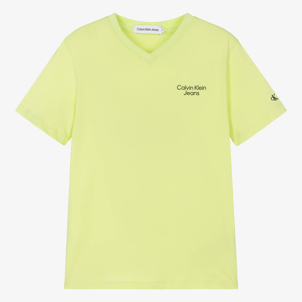 Calvin Klein - تيشيرت قطن لون أخضر للمراهقين | Childrensalon