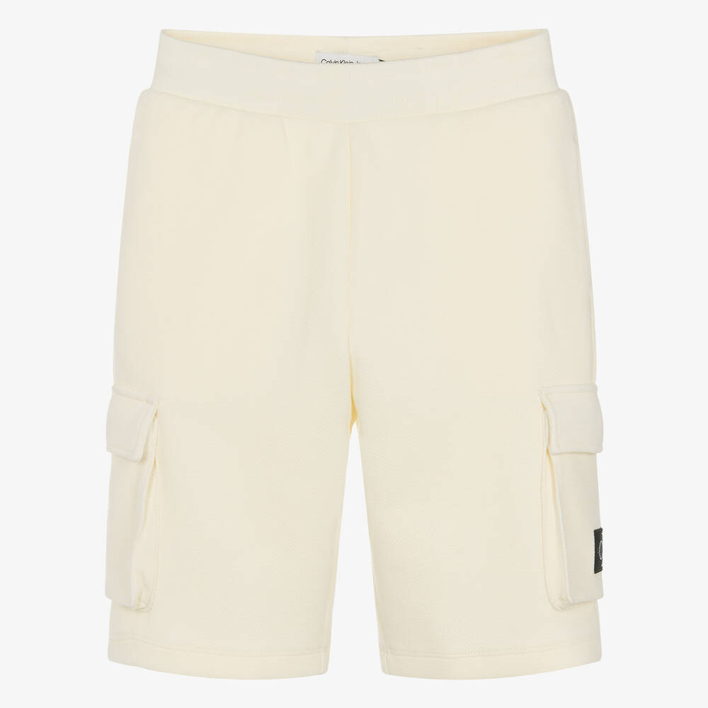 Calvin Klein - Teen Boys Ivory Cotton Shorts | Childrensalon