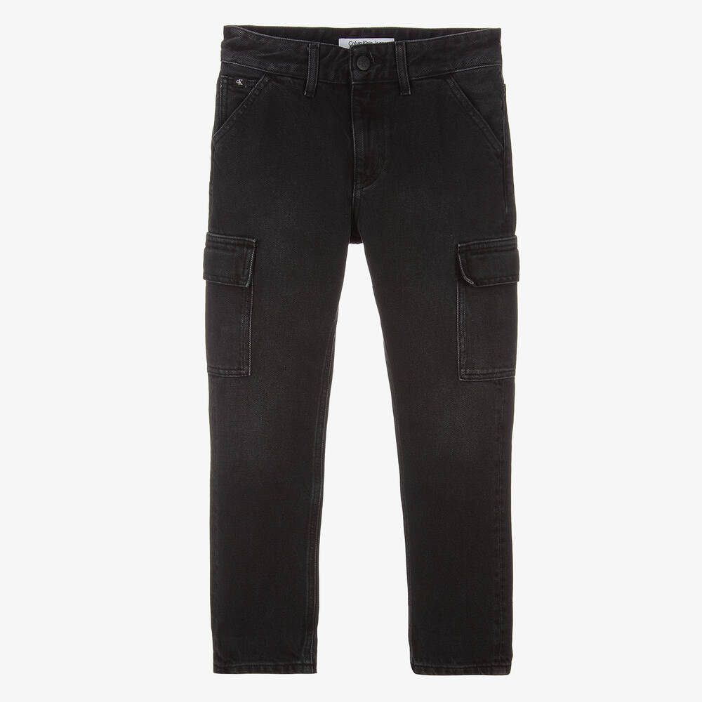 Calvin Klein - Teen Boys Washed Black Denim Dad Jeans | Childrensalon
