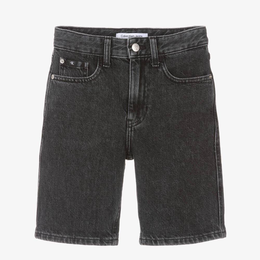 Calvin Klein - Schwarze verwaschene Jeans-Shorts | Childrensalon