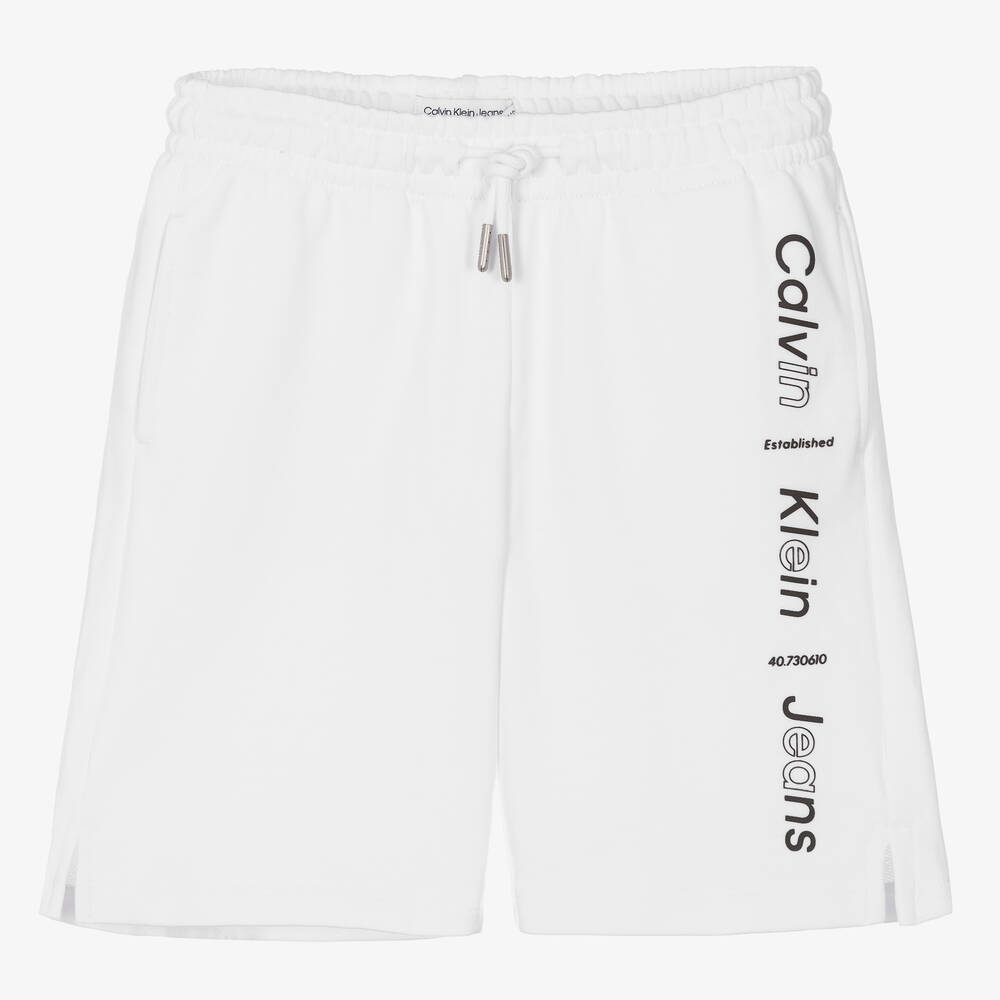 Calvin Klein - Teen Boys White Cotton Jersey Shorts | Childrensalon
