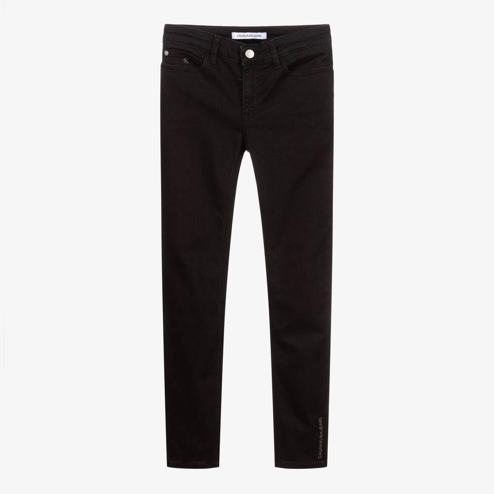 Calvin Klein Jeans - Черные хлопковые джинсы скинни для девочек-подростков | Childrensalon