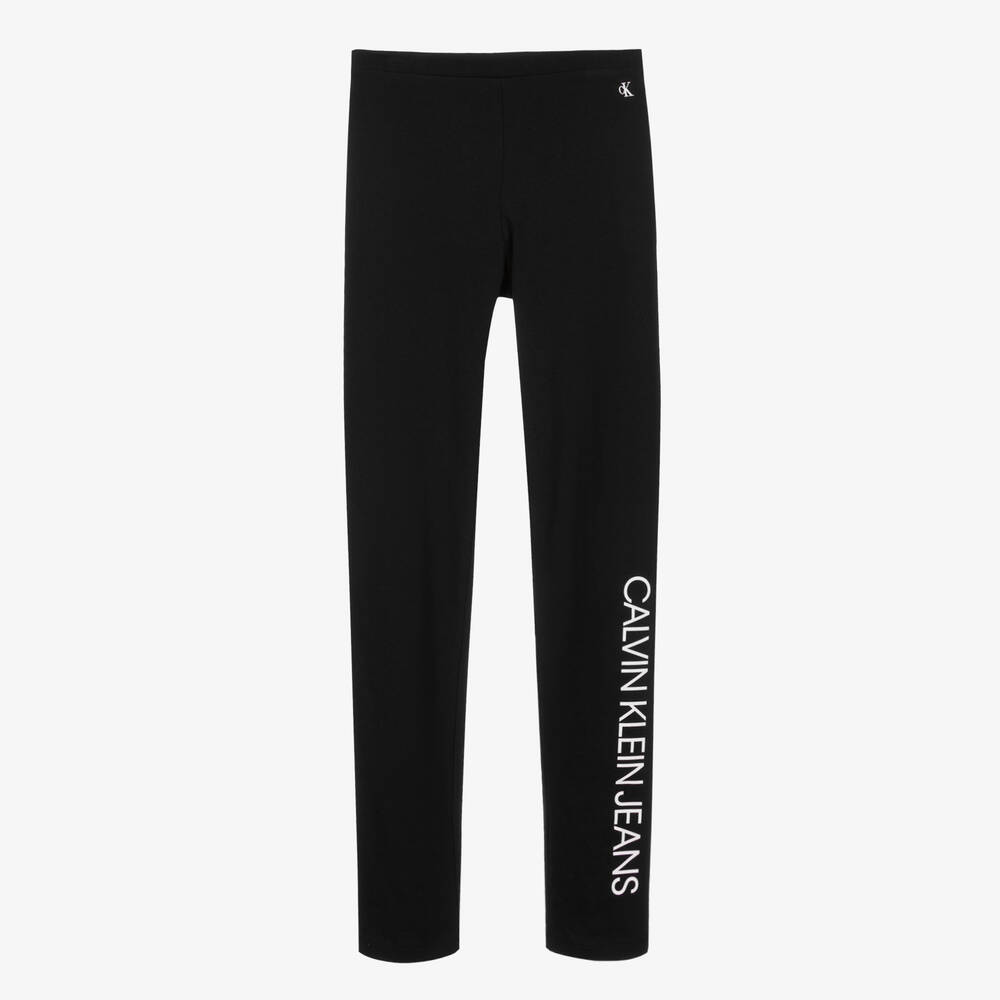 Calvin Klein Jeans - Teen Girls Black Cotton Logo Leggings | Childrensalon