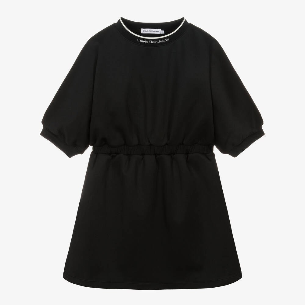 Calvin Klein - فستان تينز بناتي جيرسي لون أسود | Childrensalon