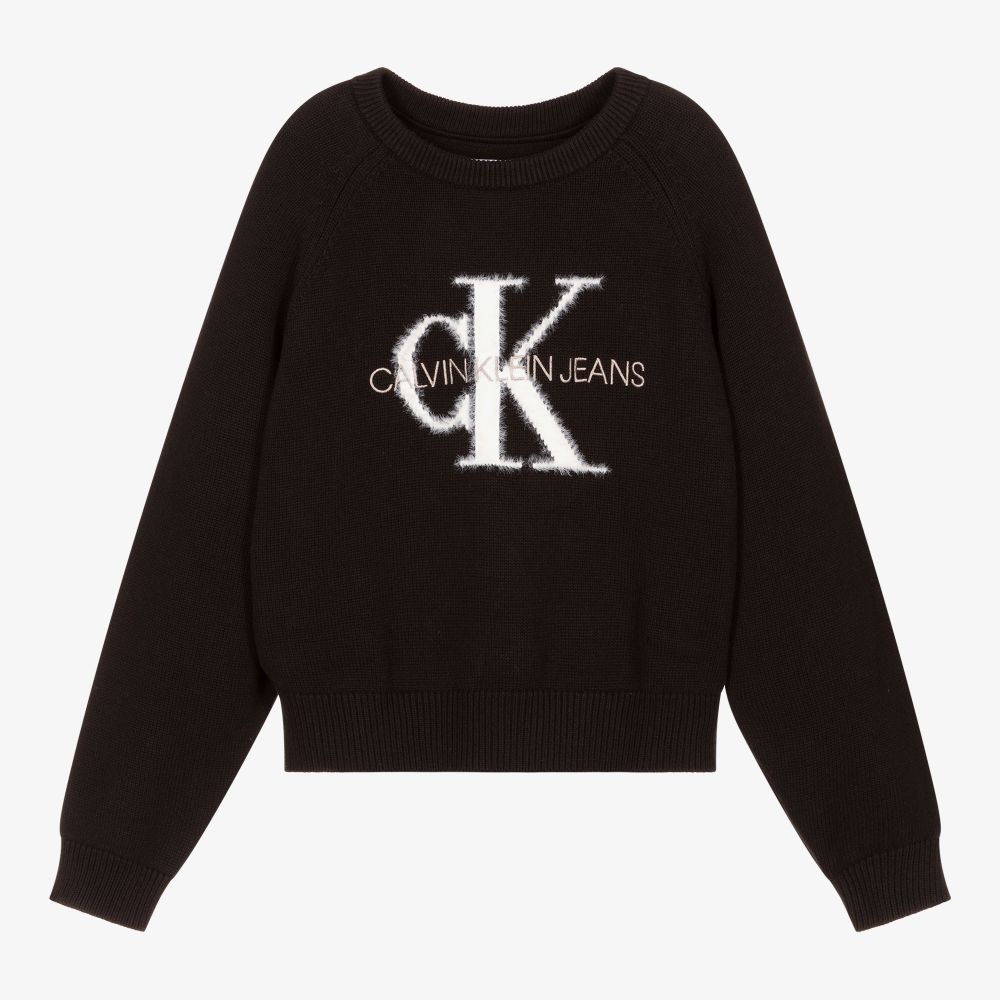 Calvin Klein Jeans - Teen Girls Black Logo Sweater | Childrensalon
