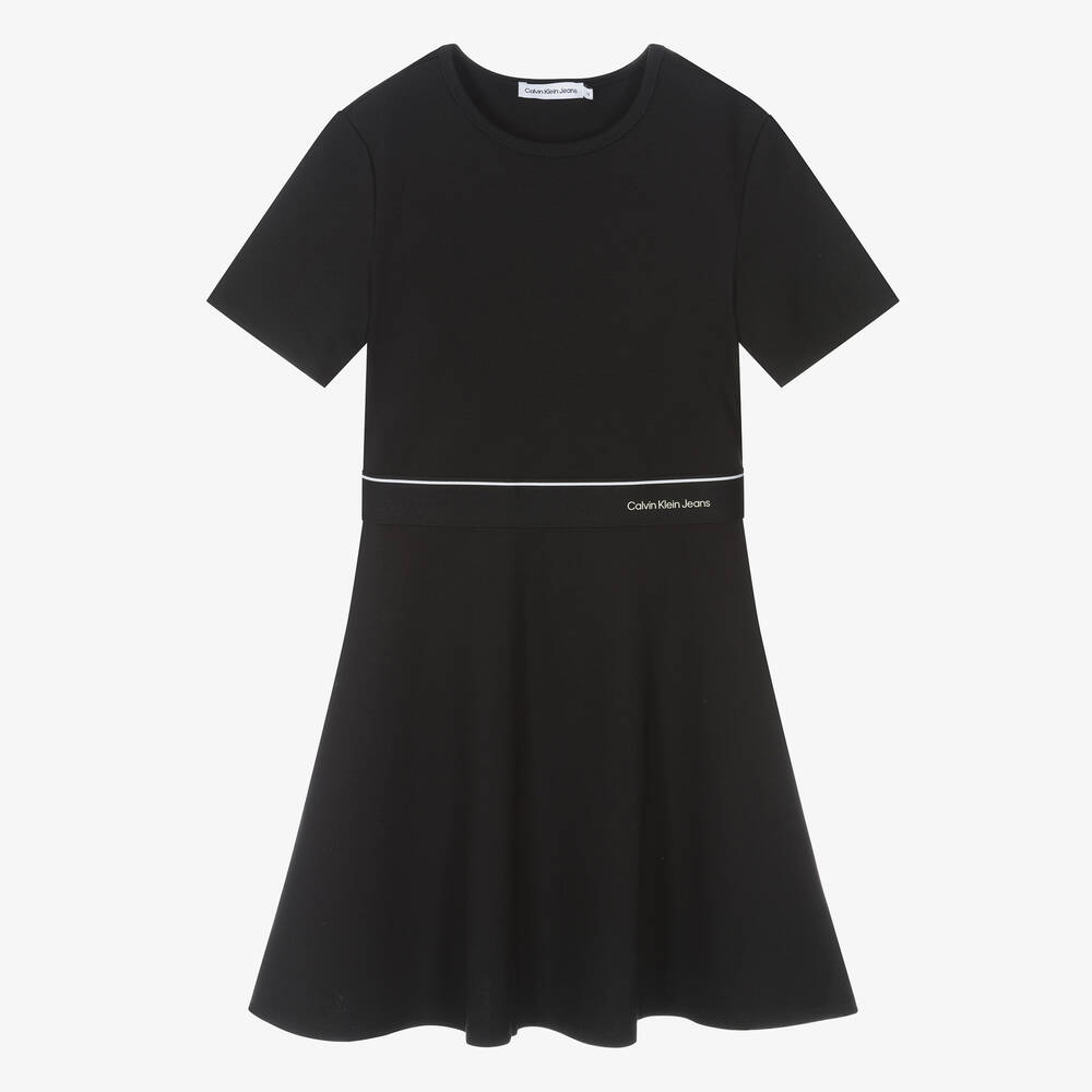 Calvin Klein - فستان ميلانو جيرسي لون أسود للمراهقات | Childrensalon
