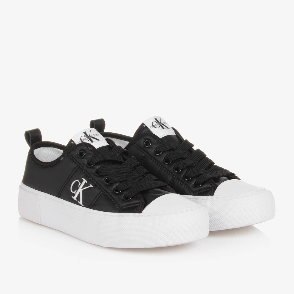 Calvin Klein - Teen Girls Black Padded Lace-Up Trainers | Childrensalon