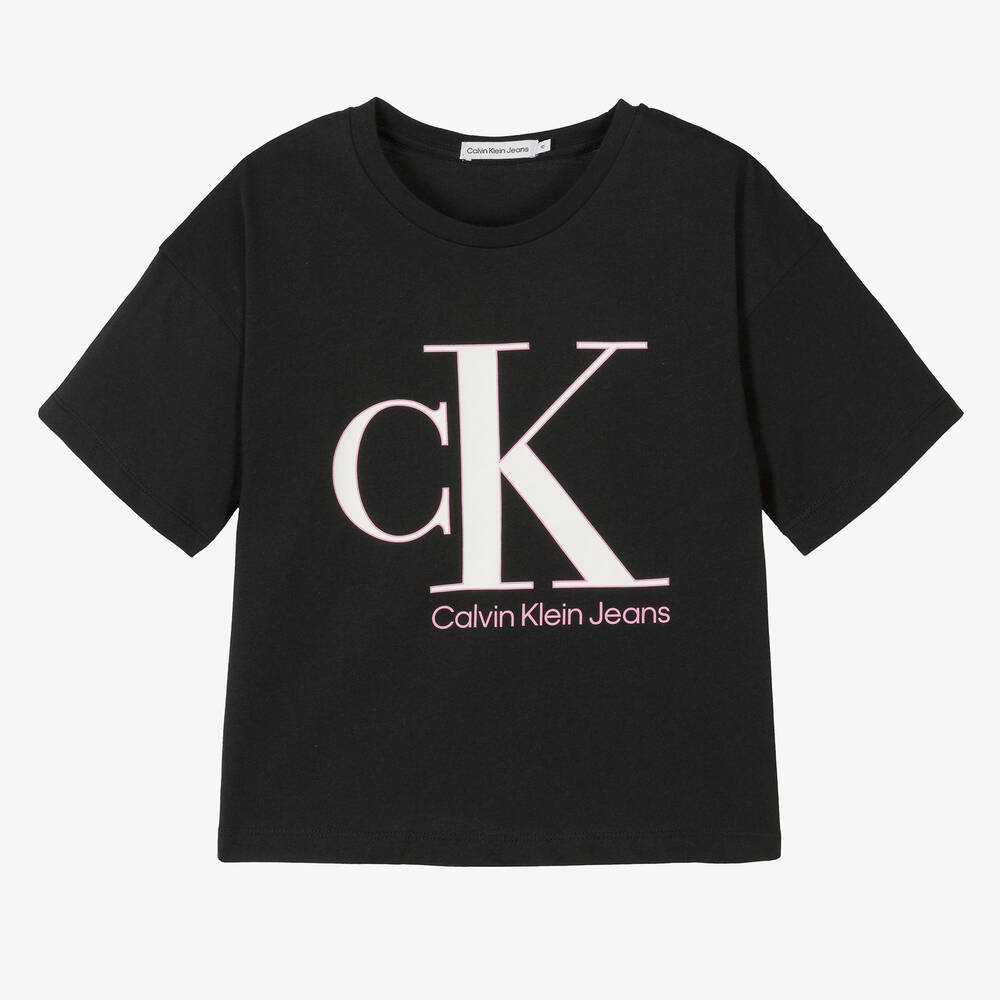 Calvin Klein Jeans - T-shirt noir et blanc ado fille | Childrensalon