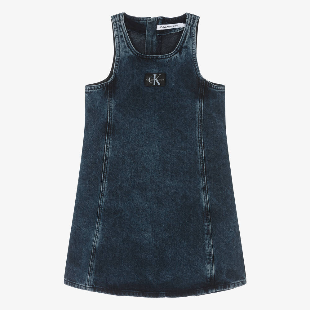 Calvin Klein - Синее джинсовое платье с монограммой | Childrensalon