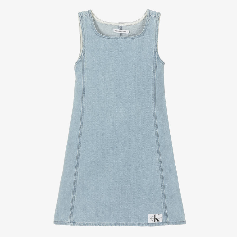 Calvin Klein Teen Girls Blue Denim Shimmer Dress