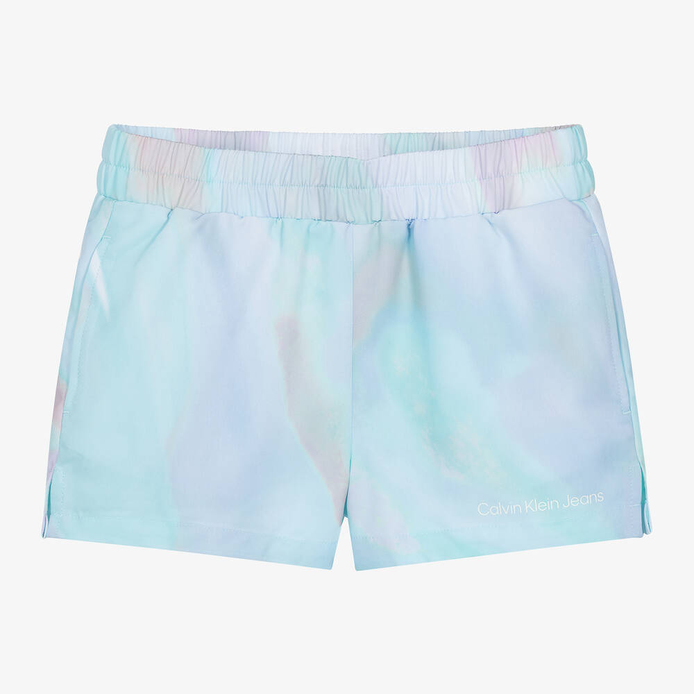 Calvin Klein - Teen Girls Blue Printed Shorts | Childrensalon