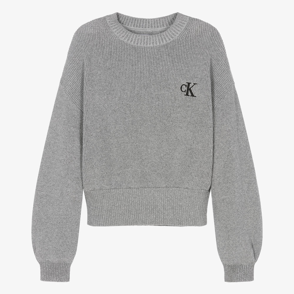 Calvin Klein - Серый свитер с блестками для девочек | Childrensalon