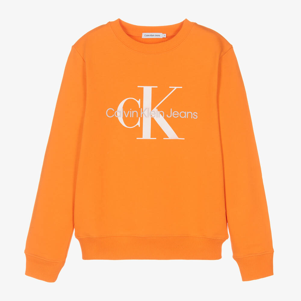 Calvin Klein Jeans - Sweat orange en coton ado fille | Childrensalon