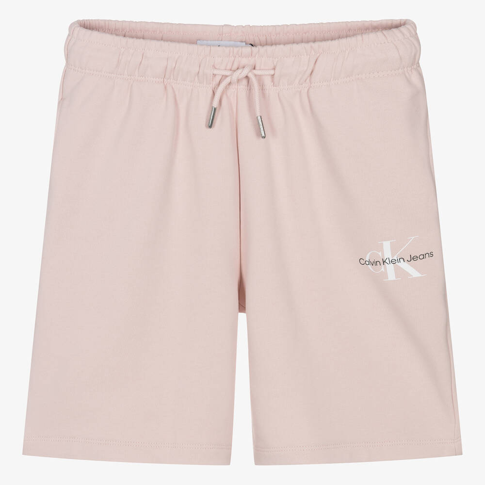 Calvin Klein - Teen Girls Pink Cotton Monogram Shorts | Childrensalon