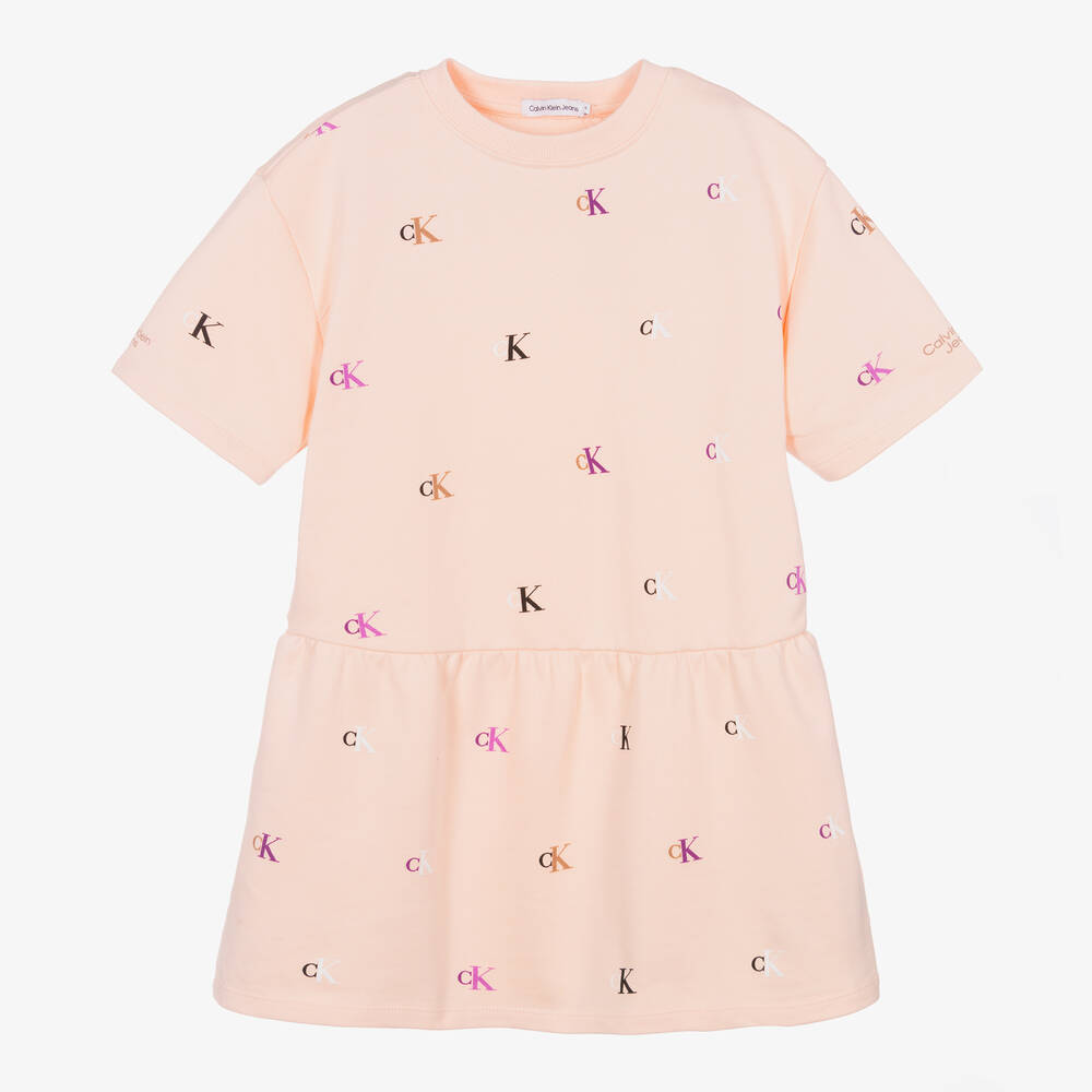 Calvin Klein Jeans - Teen Girls Pink Monogram Logo Dress | Childrensalon