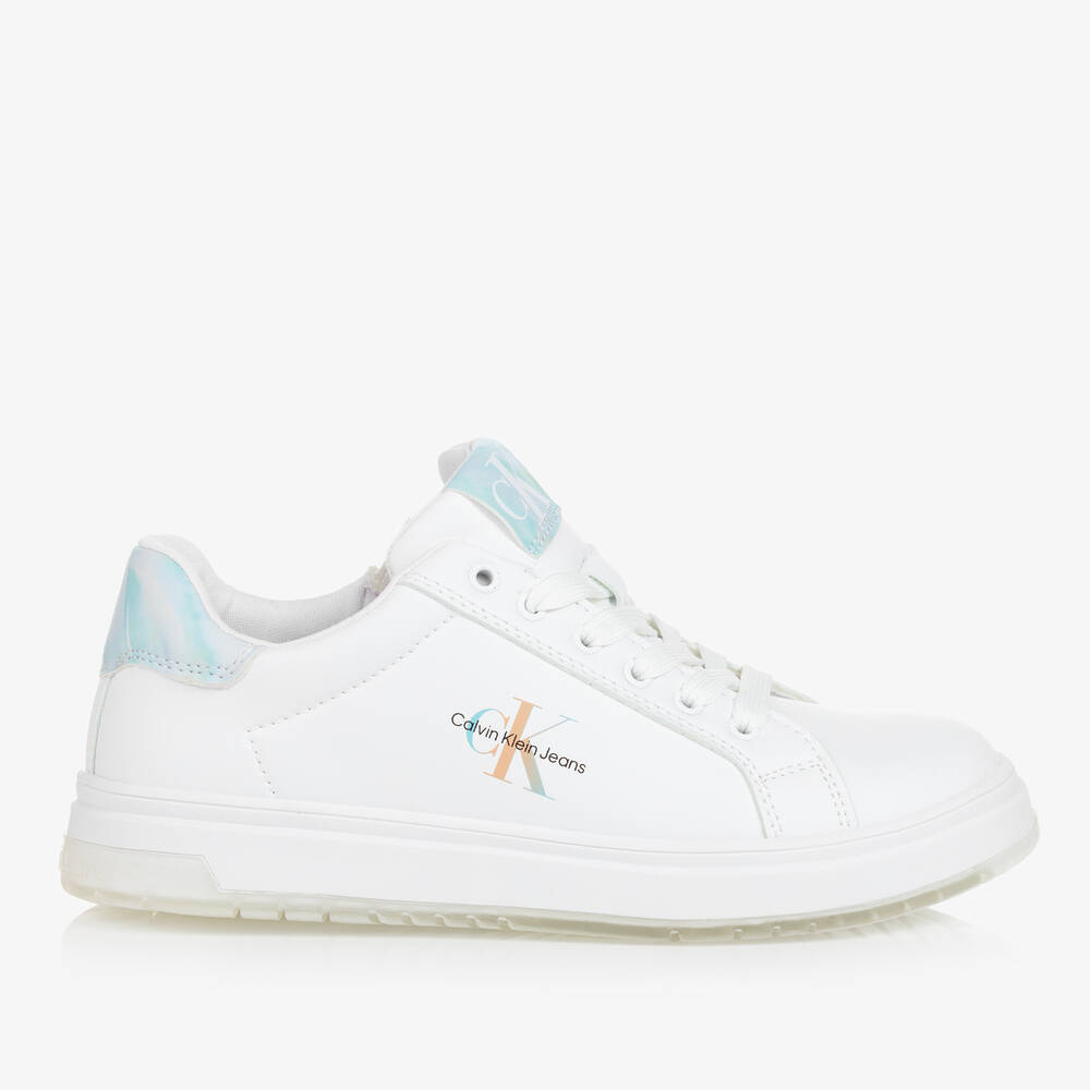 Calvin Klein Teen Girls White Lace Up Trainers