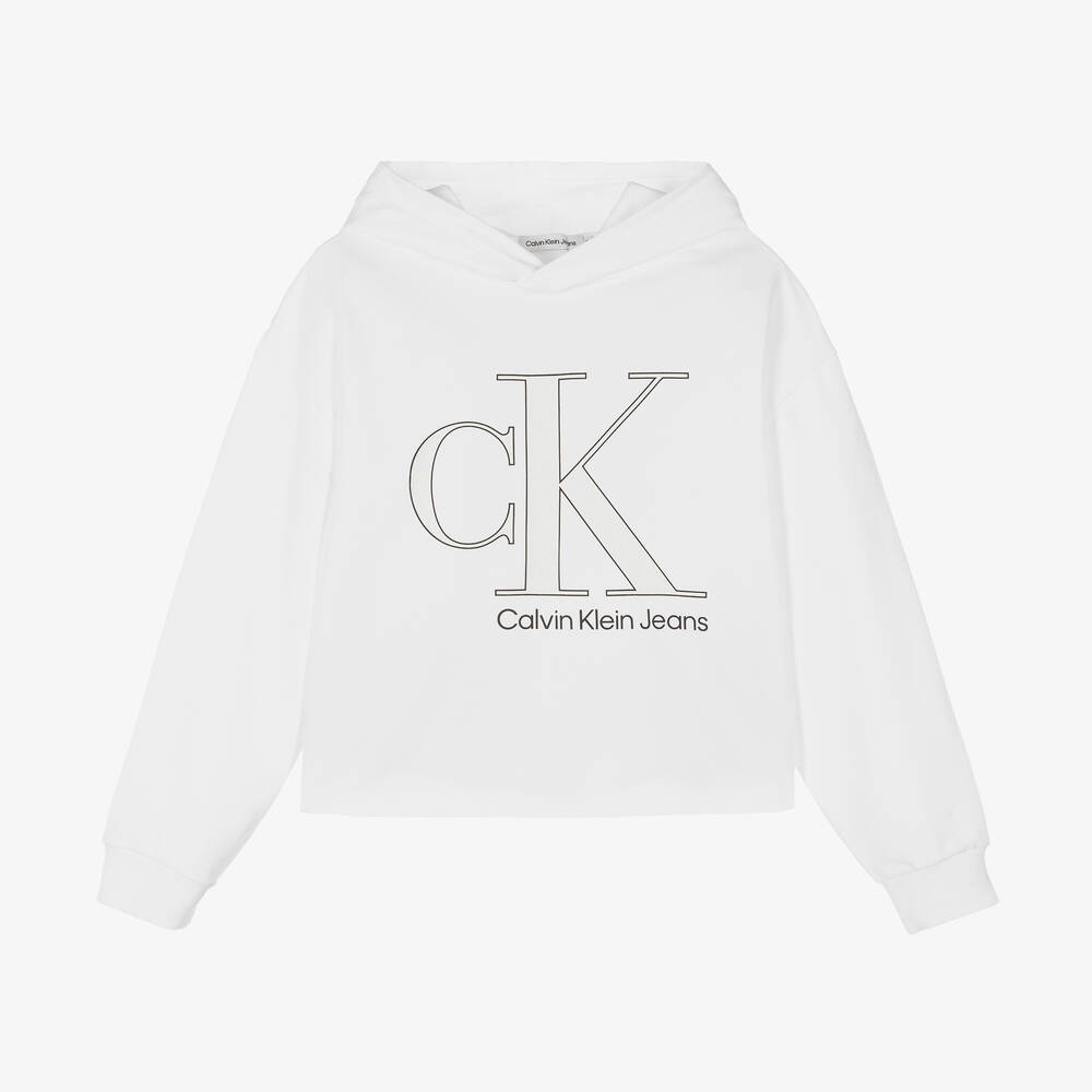 Calvin Klein Jeans - Sweat à capuche blanc ado fille | Childrensalon