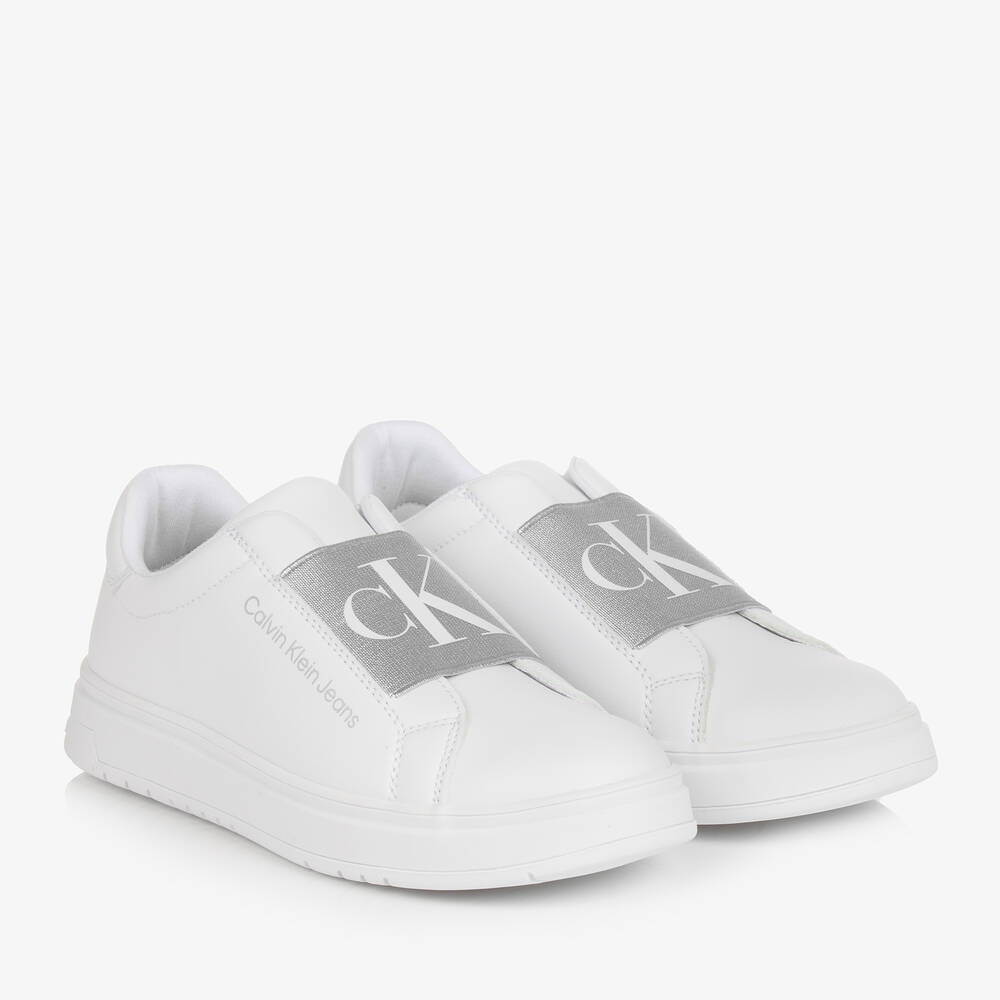 Calvin Klein - Белые кроссовки-слипоны для девочек-подростков | Childrensalon