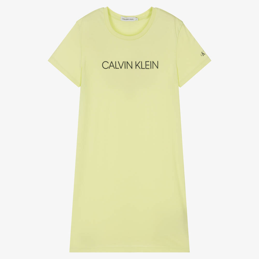 Calvin Klein Jeans Est.1978 Teen Girls Yellow T-shirt Dress