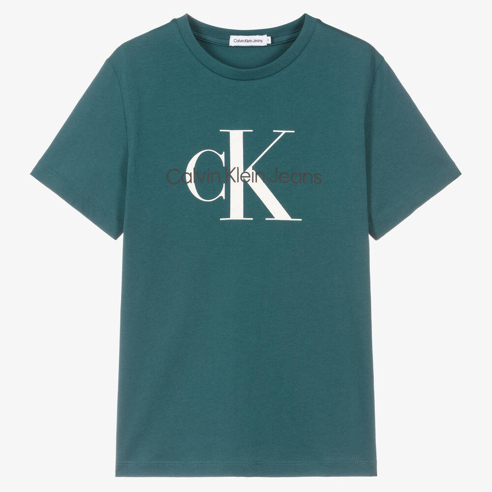 Calvin Klein Teen Green Cotton Monogram T-Shirt