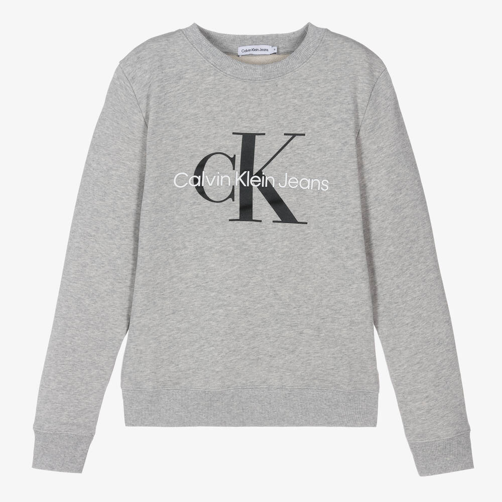 Calvin Klein Jeans - Teen Grey Monogram Logo Sweatshirt | Childrensalon