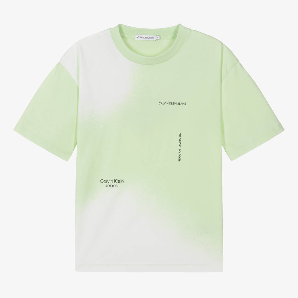 Calvin Klein - T-shirt vert peinture pulvérisée | Childrensalon