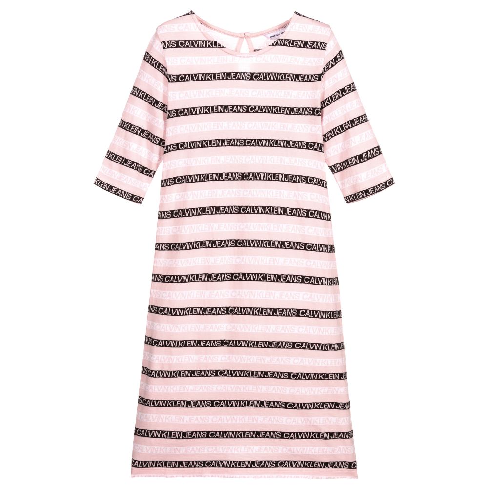 Calvin Klein Jeans - Teen Pink Striped Logo Dress | Childrensalon