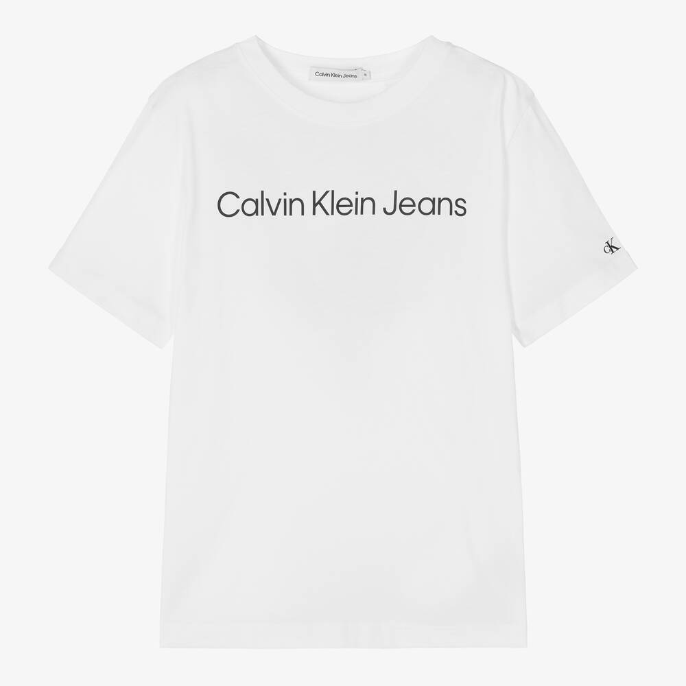 Calvin Klein - Белая хлопковая футболка для подростков | Childrensalon