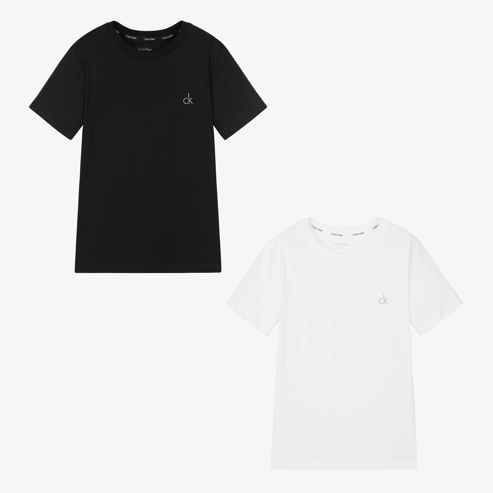 Calvin Klein - White & Black Cotton T-Shirts (2 Pack) | Childrensalon