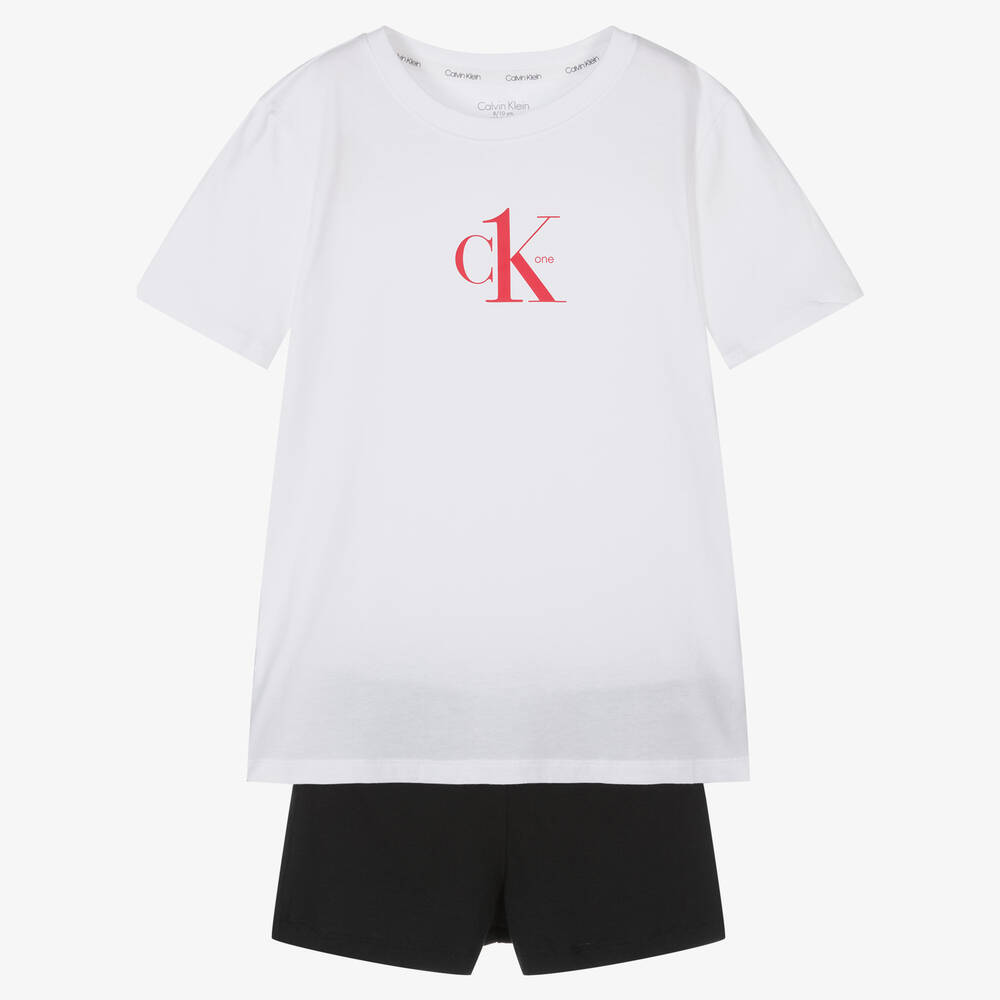 Calvin Klein White & Black Pyjama Shorts Set