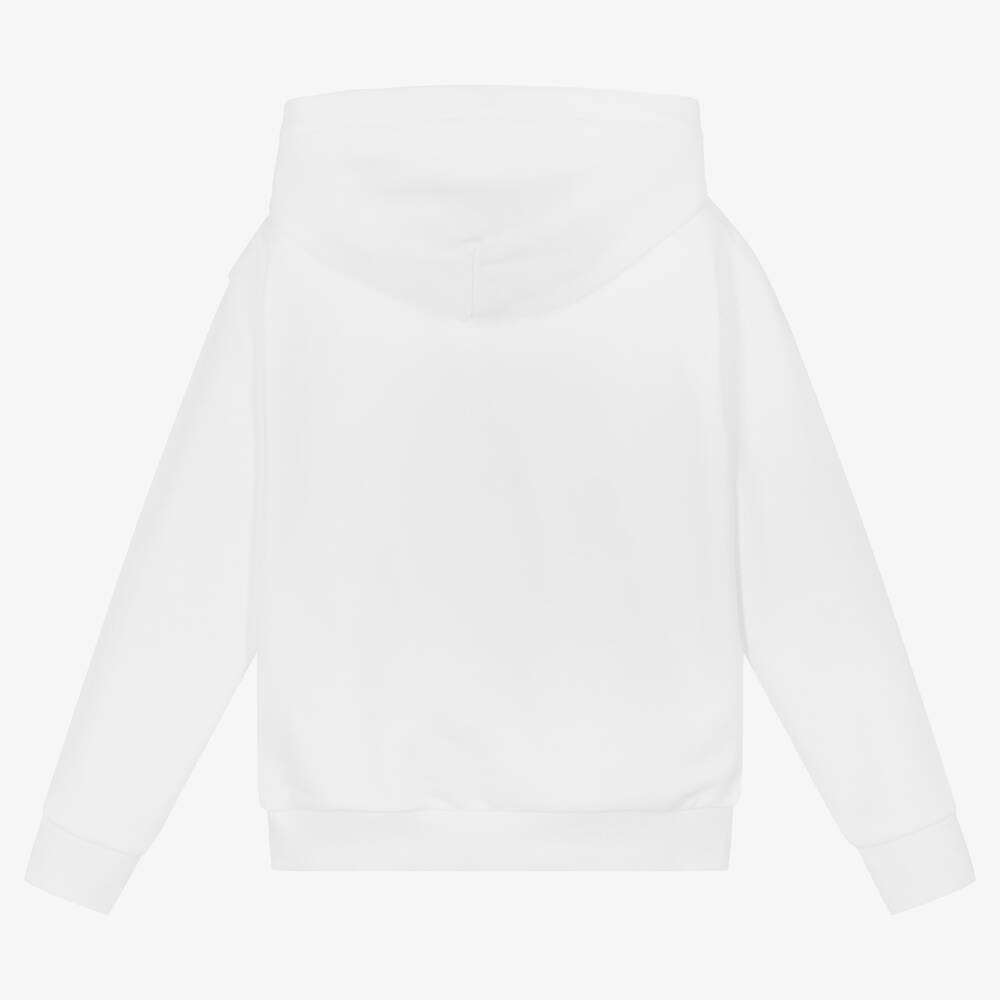 Calvin Klein Jeans - White Cotton Logo Hoodie | Childrensalon