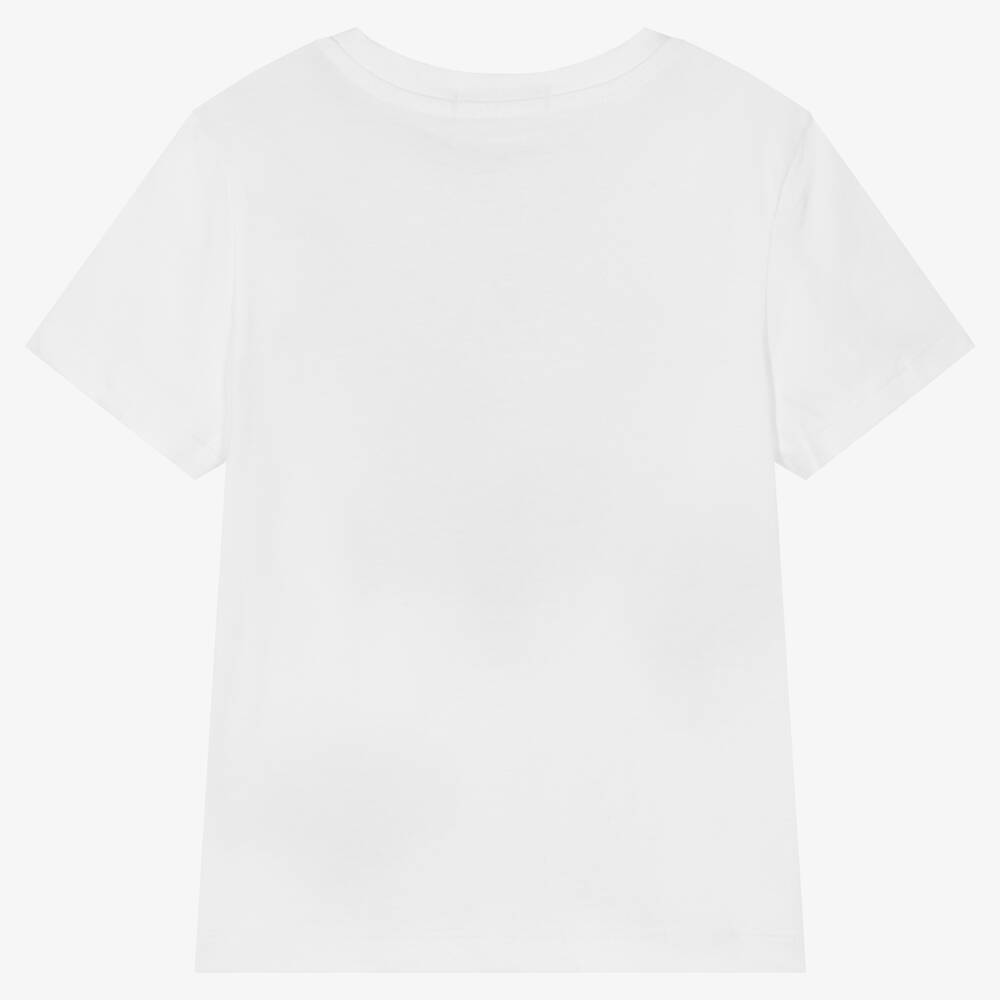 Calvin Klein - White Cotton Monogram T-Shirt | Childrensalon