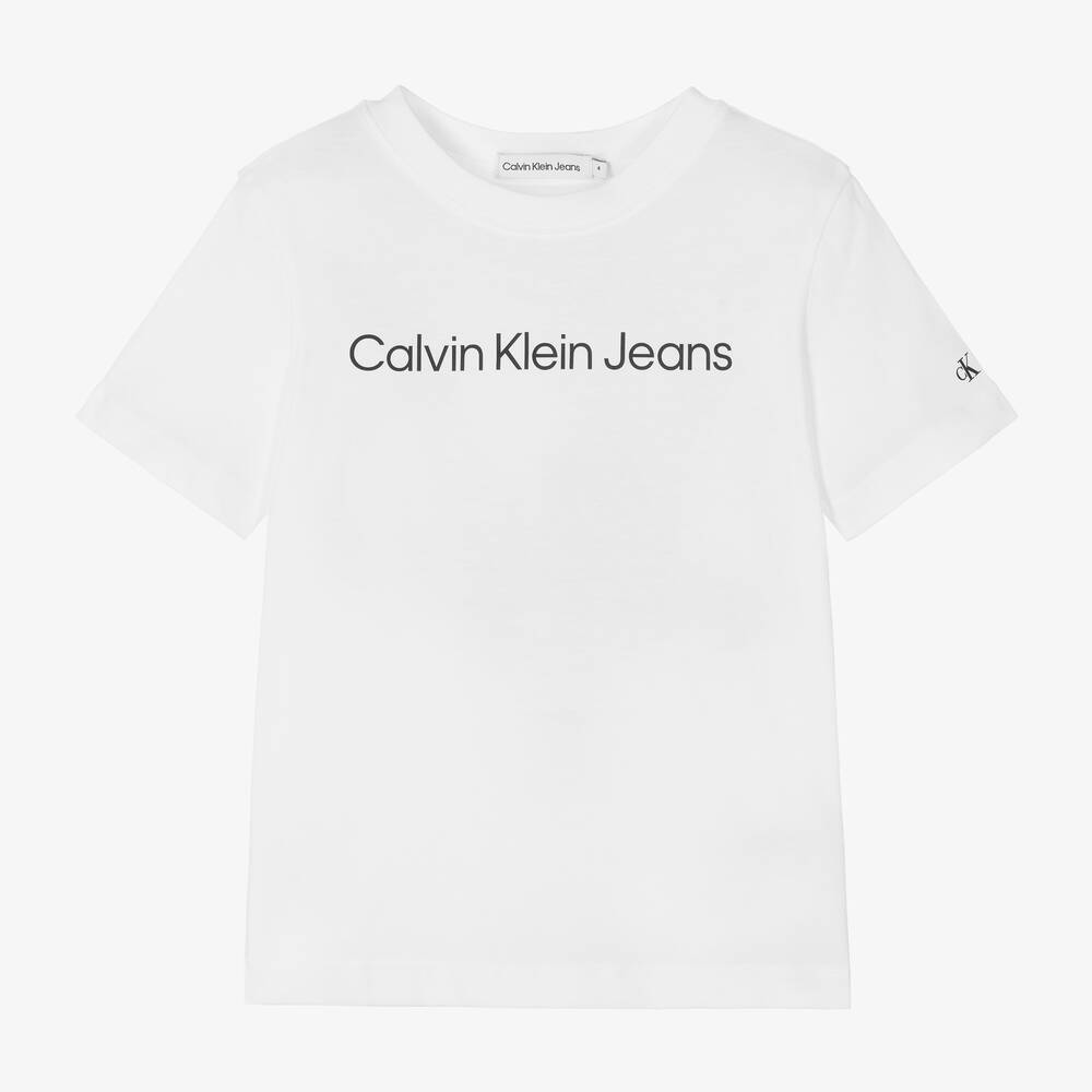 Calvin Klein - T-shirt blanc en coton | Childrensalon