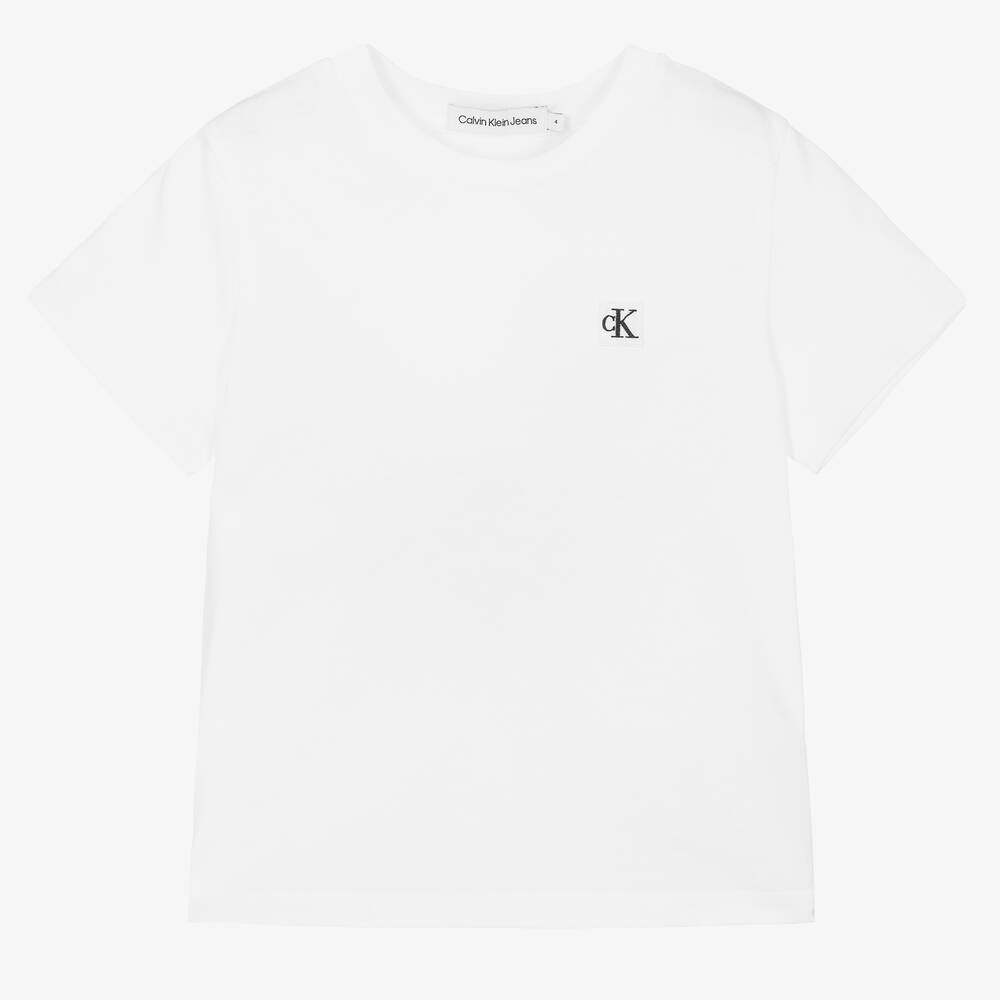 Calvin Klein - تيشيرت قطن جيرسي لون أبيض | Childrensalon