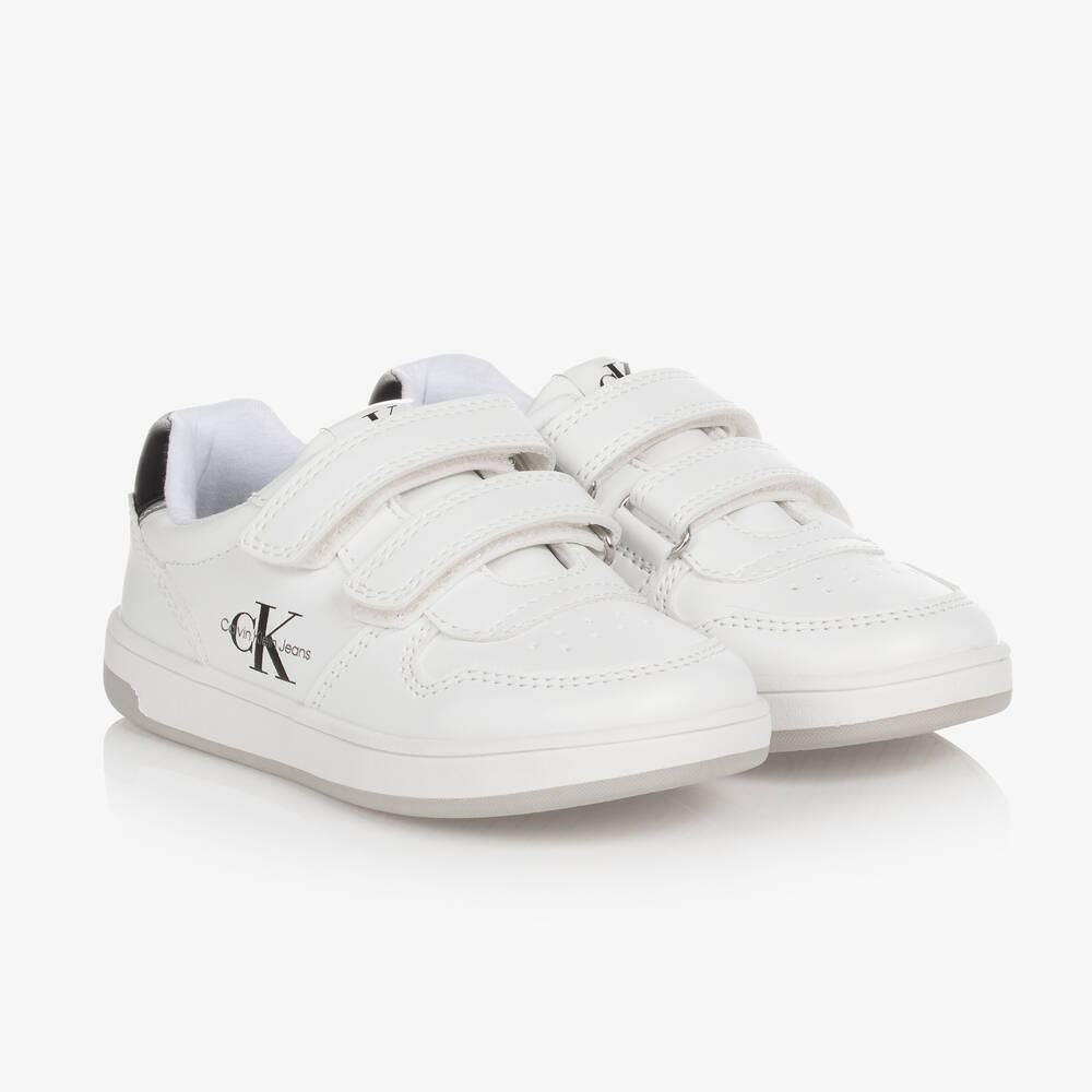 Calvin Klein Jeans Est.1978 Babies' White Faux Leather Logo Sneakers