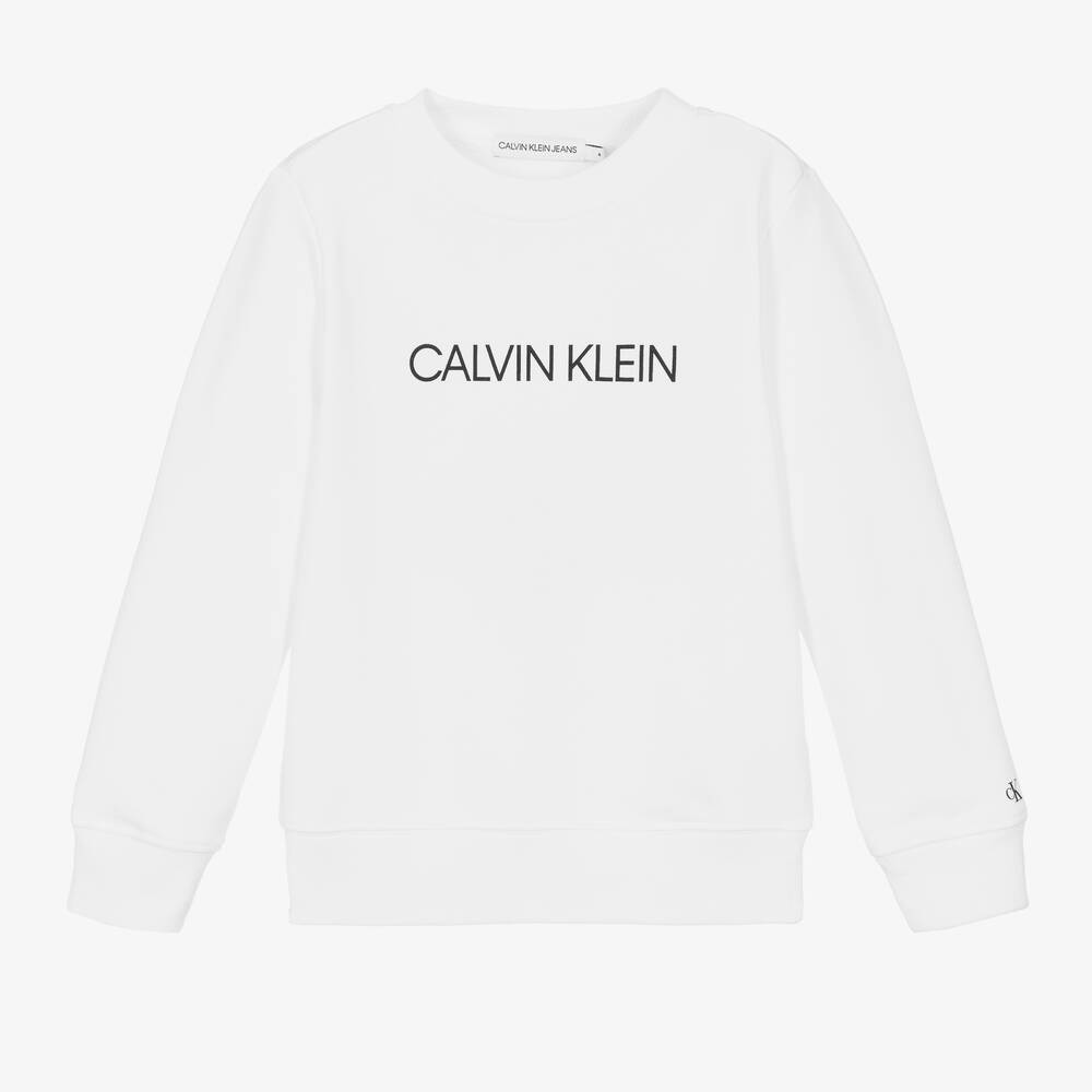 Calvin Klein Jeans - سويتشيرت قطن عضوي لون أبيض  | Childrensalon