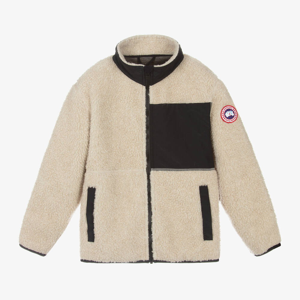 Canada Goose - جاكيت بسحاب صوف فليس لون بيج فاتح | Childrensalon