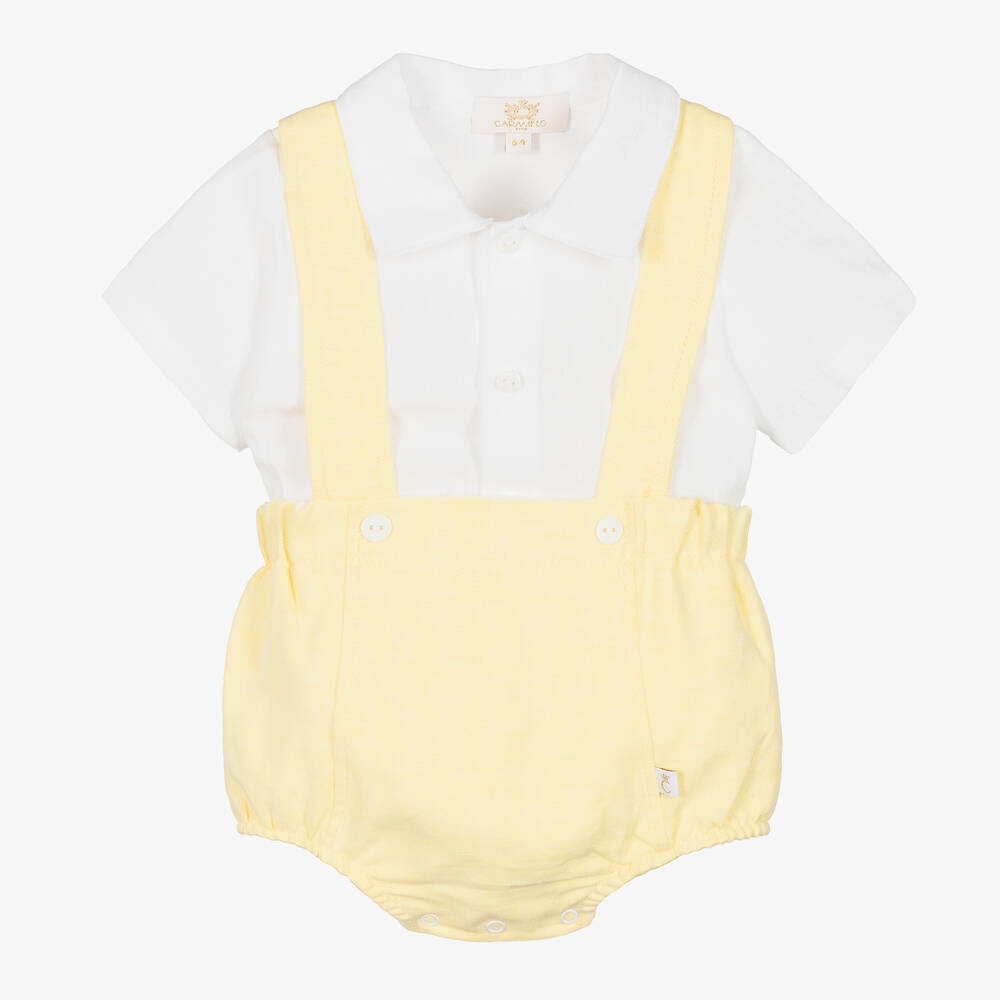 Caramelo Kids - Baby Boys Yellow & White Shorts Set | Childrensalon