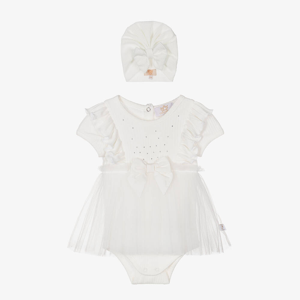 Caramelo Kids - Baby Girls Ivory Cotton Dress Set | Childrensalon