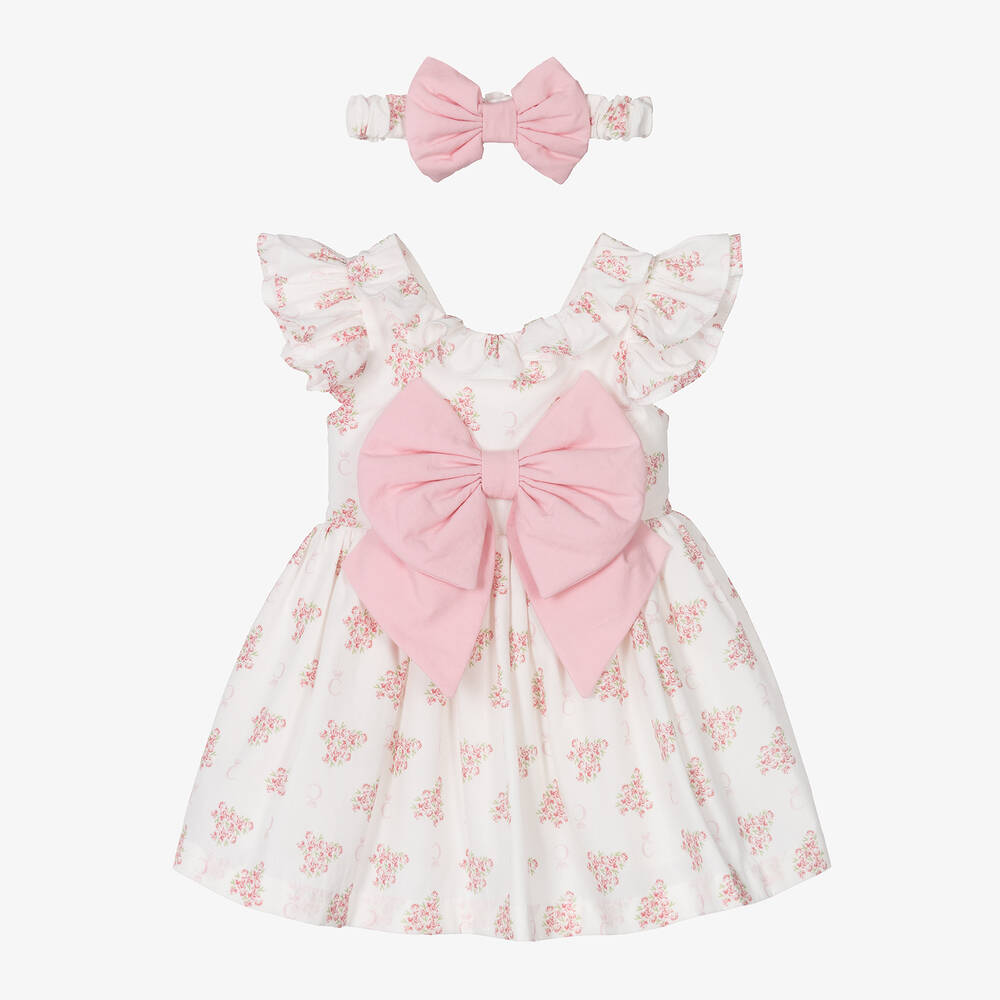 Caramelo Kids - Baby Girls Ivory Floral Cotton Dress | Childrensalon