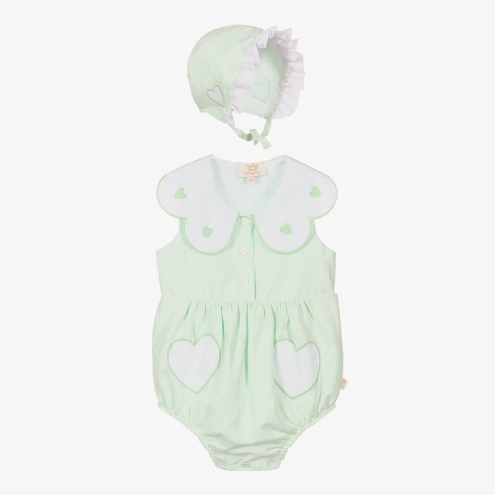 Caramelo Kids - Baby Girls Mint Green Shortie & Bonnet Set | Childrensalon