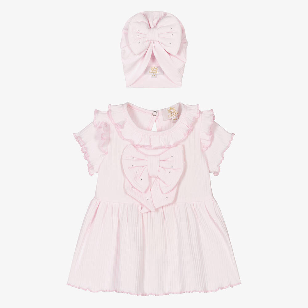 Caramelo Kids - Baby Girls Pink Cotton Bows Dress Set | Childrensalon