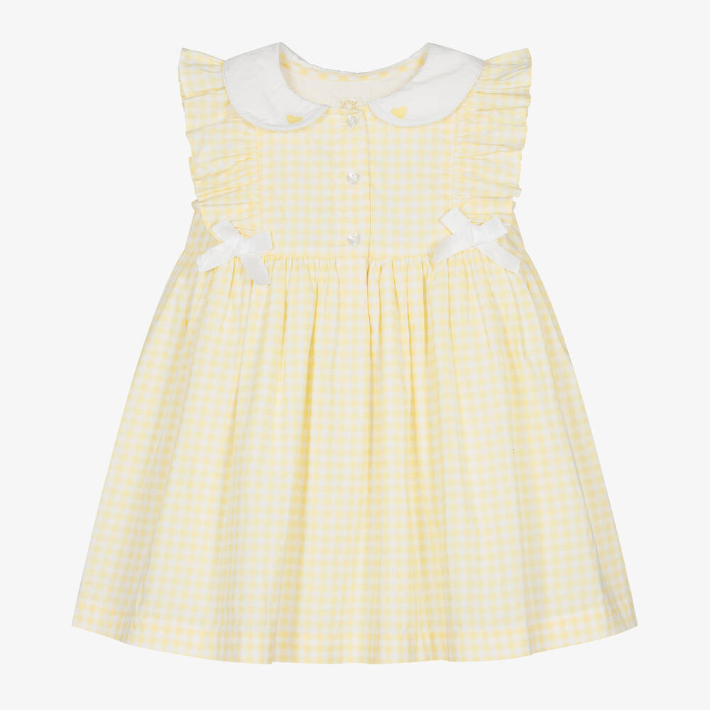 Shop Caramelo Baby Girls Yellow Gingham Cotton Dress